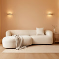 White Boucle Curved Sectional Sofa Modular Living Room ShipItFurniture