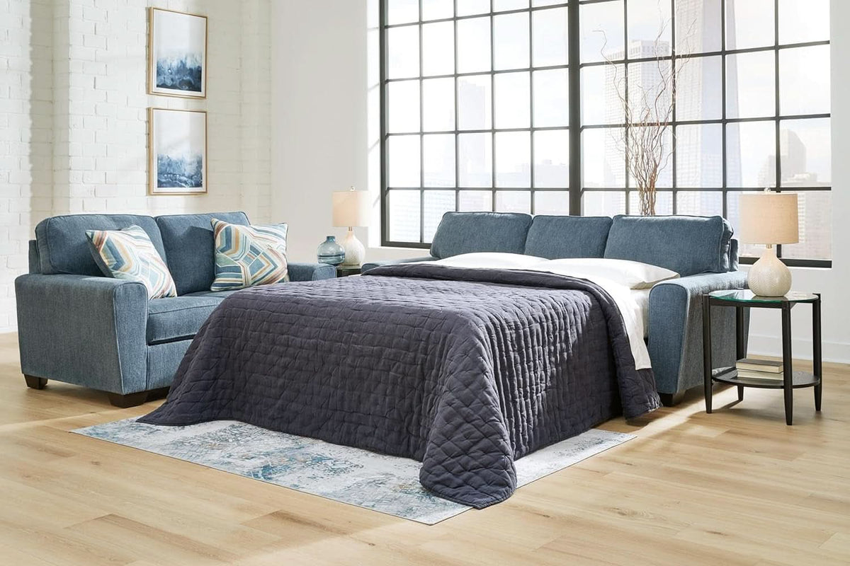 Blue Queen Stainresistant Memory Foam Sleeper Sofa ShipItFurniture