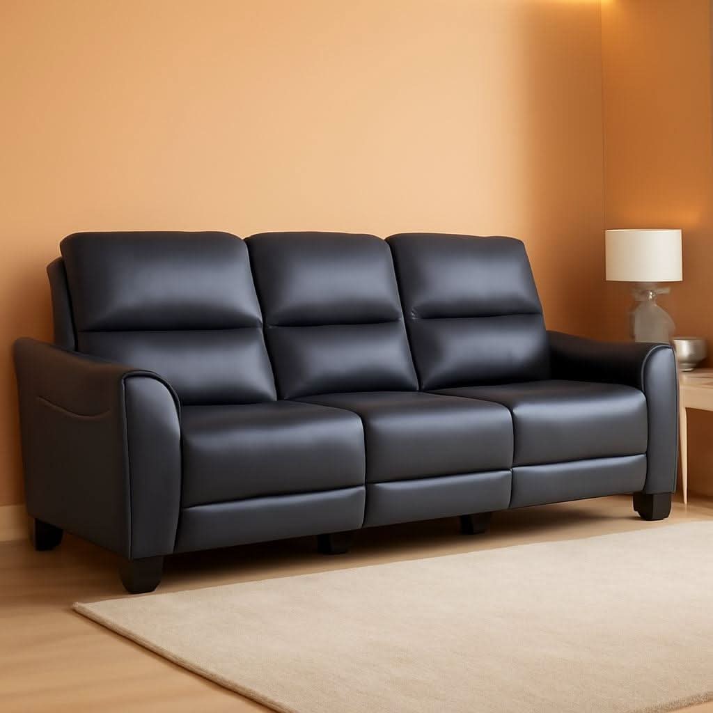 Cerulean Leather Wall Hugger Power Reclining Sofa ShipItFurniture