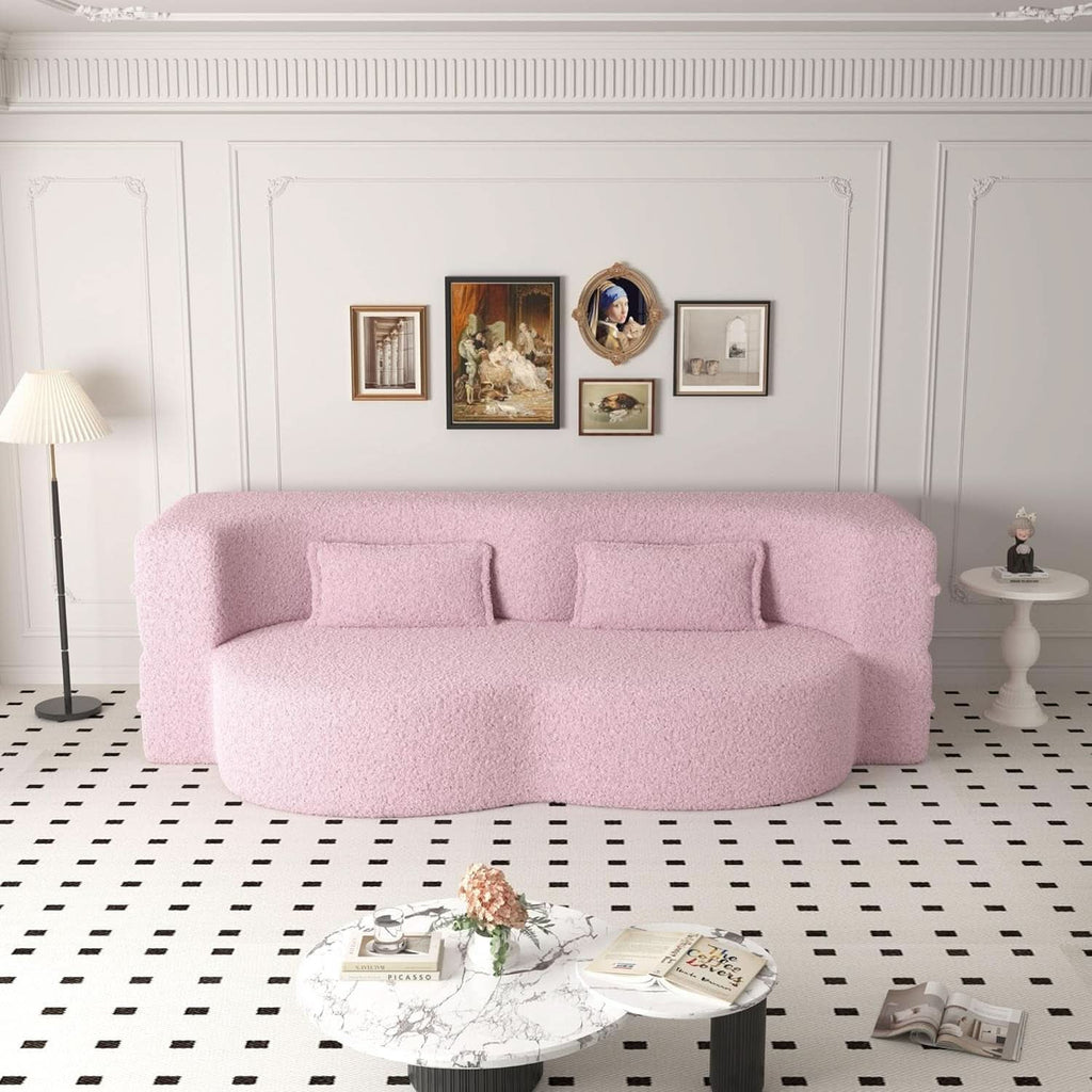 Powder Pink Ultra Comfort Contemporary Foldable Sleeper Sofa ShipItFurniture