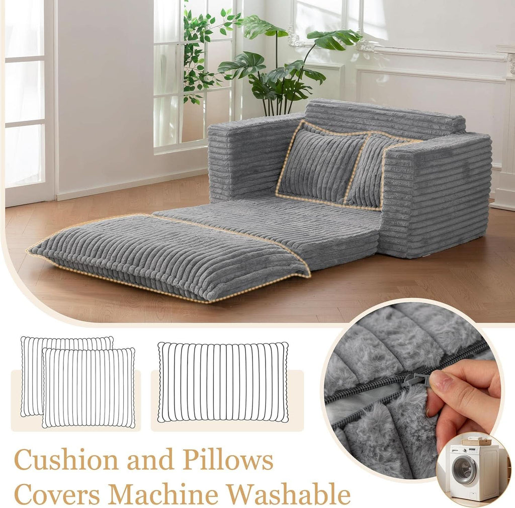 Dark Grey Interconvertible Sleeper Sofa Bed Cushions ShipItFurniture