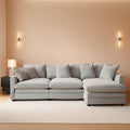 111 Inch L Shaped Modern Glam Sofa Sectional With Ottoman Cloud Foam Cushions Grey Chenille ShipItFurniture