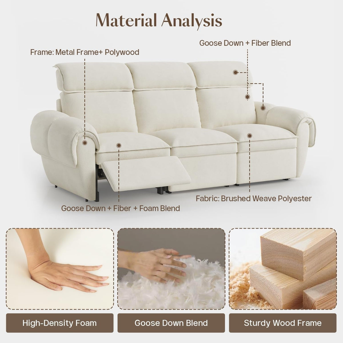 Modular Sectional Sofa Off White Reclining Cushions ShipItFurniture