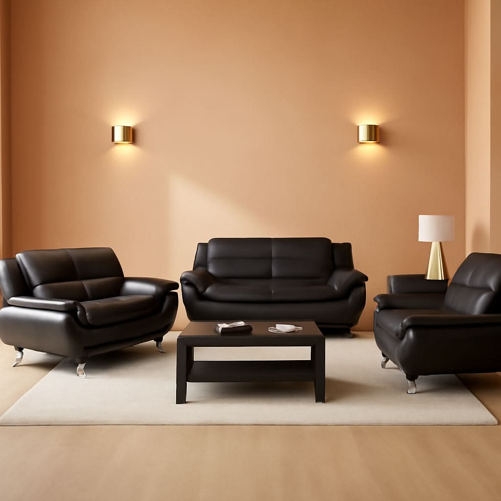 3 Piece Black Sofa Set Modern Living Room Couch Set Sofa Loveseat Chair For Home Decor ShipItFurniture