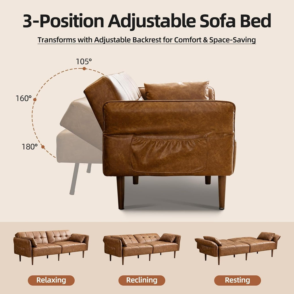 Eighty FiveInch Ultra Convertible Armrests Futon Sofa Bed ShipItFurniture