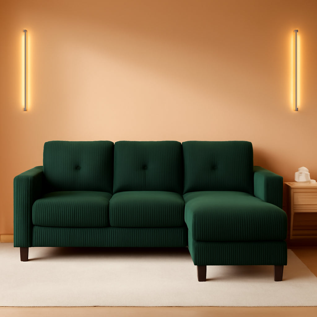 Green 76 Inches Upholstered Sectional Sofa Storage ShipItFurniture