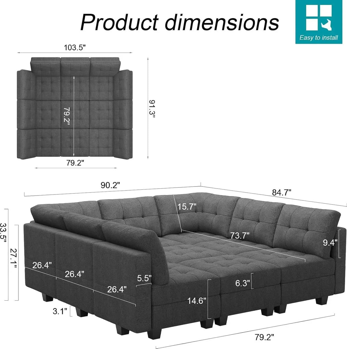 Comfortable Modular Sleeper Sofa Couch with Storage Solution ShipItFurniture