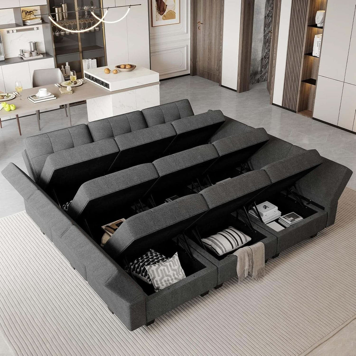 Comfortable Modular Sleeper Sofa Couch with Storage Solution ShipItFurniture