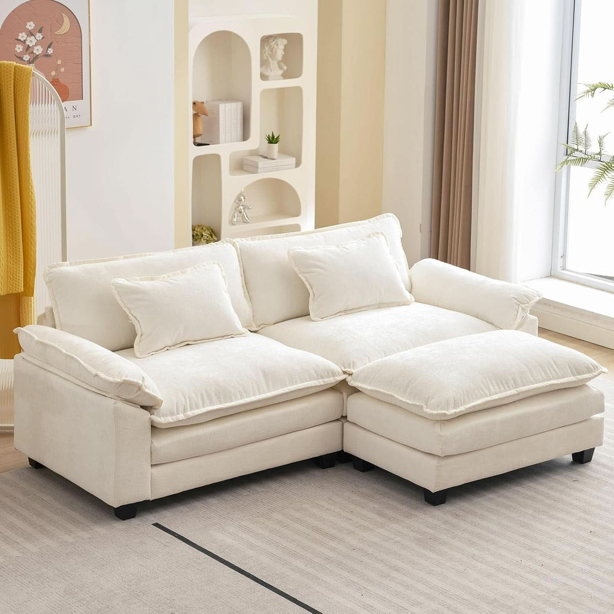 Comfy Cloud Couch Modular Sofa with Ottoman and Pillows ShipItFurniture