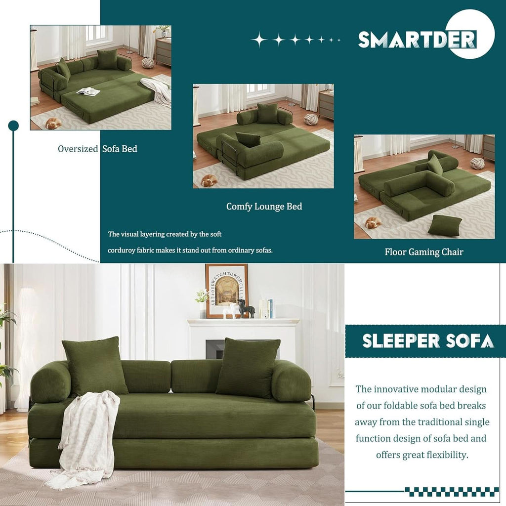Convertible Folding Sofa Bed with Removable Backrest ShipItFurniture