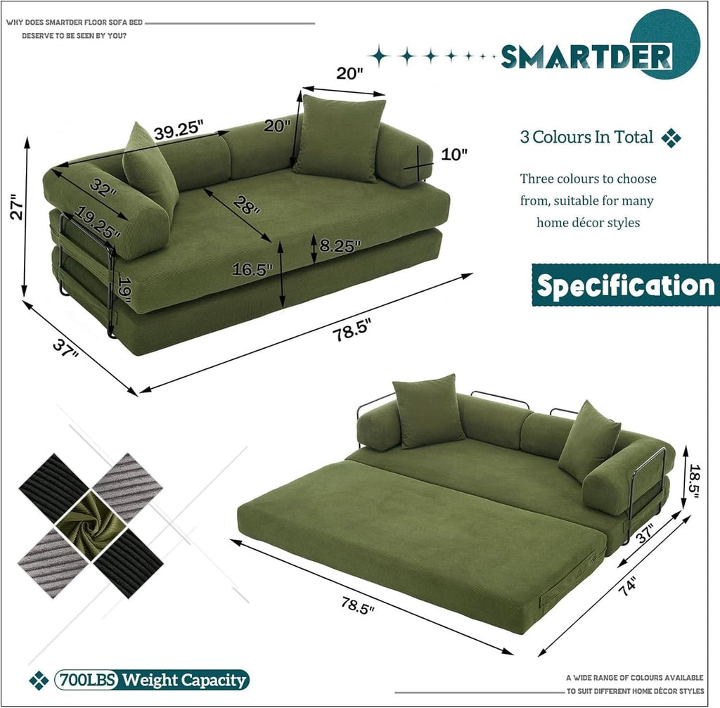 Convertible Folding Sofa Bed with Removable Backrest ShipItFurniture