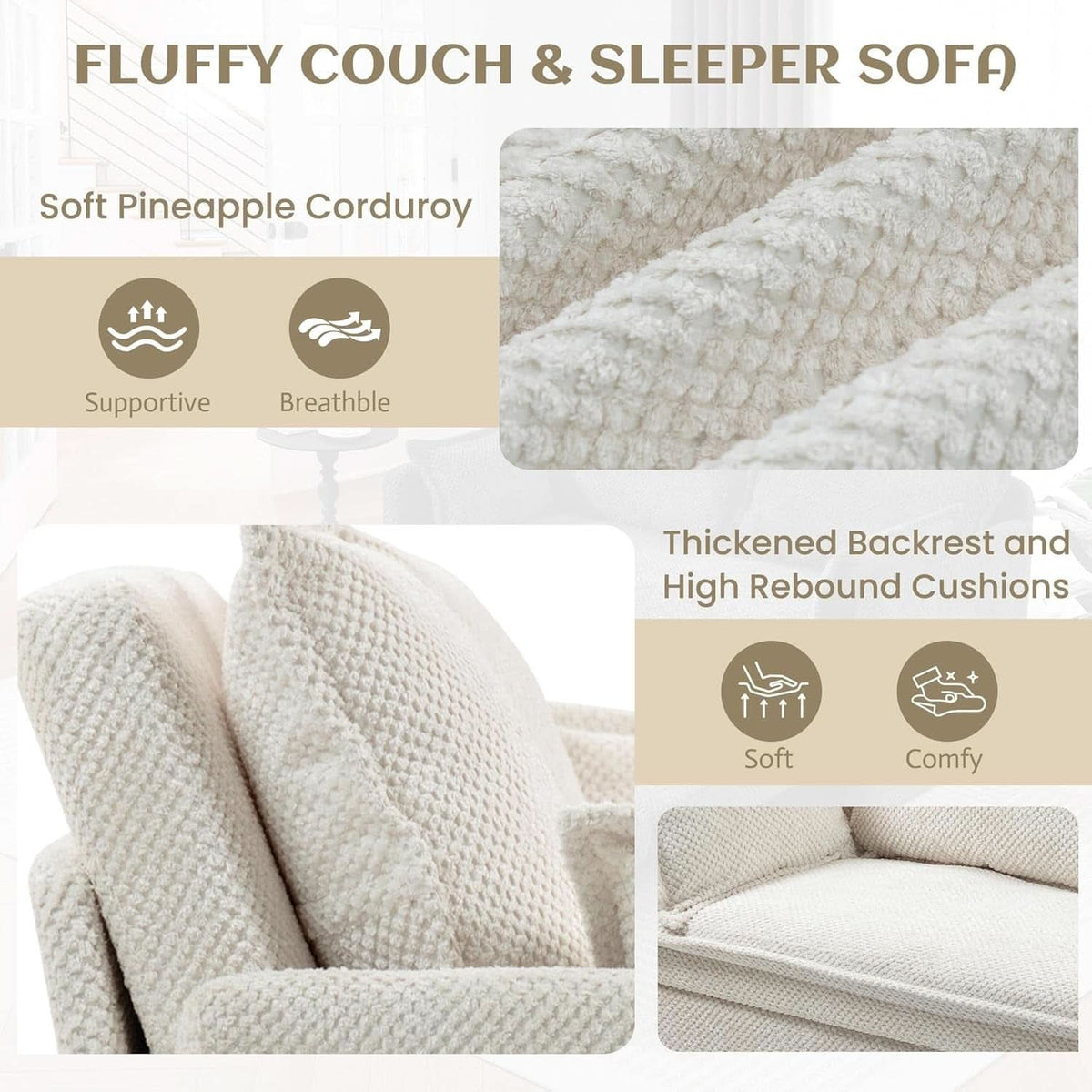 Convertible King Sofa Bed with USB Charging and Pockets ShipItFurniture