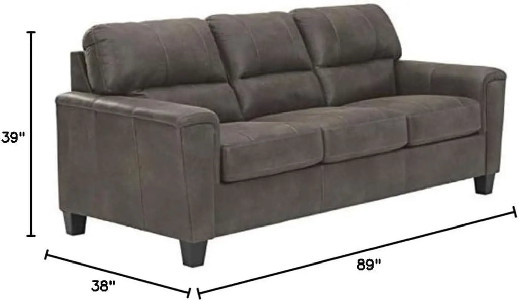 Queen Faux Leather Contemporary Sleeper Couch Gray ShipItFurniture