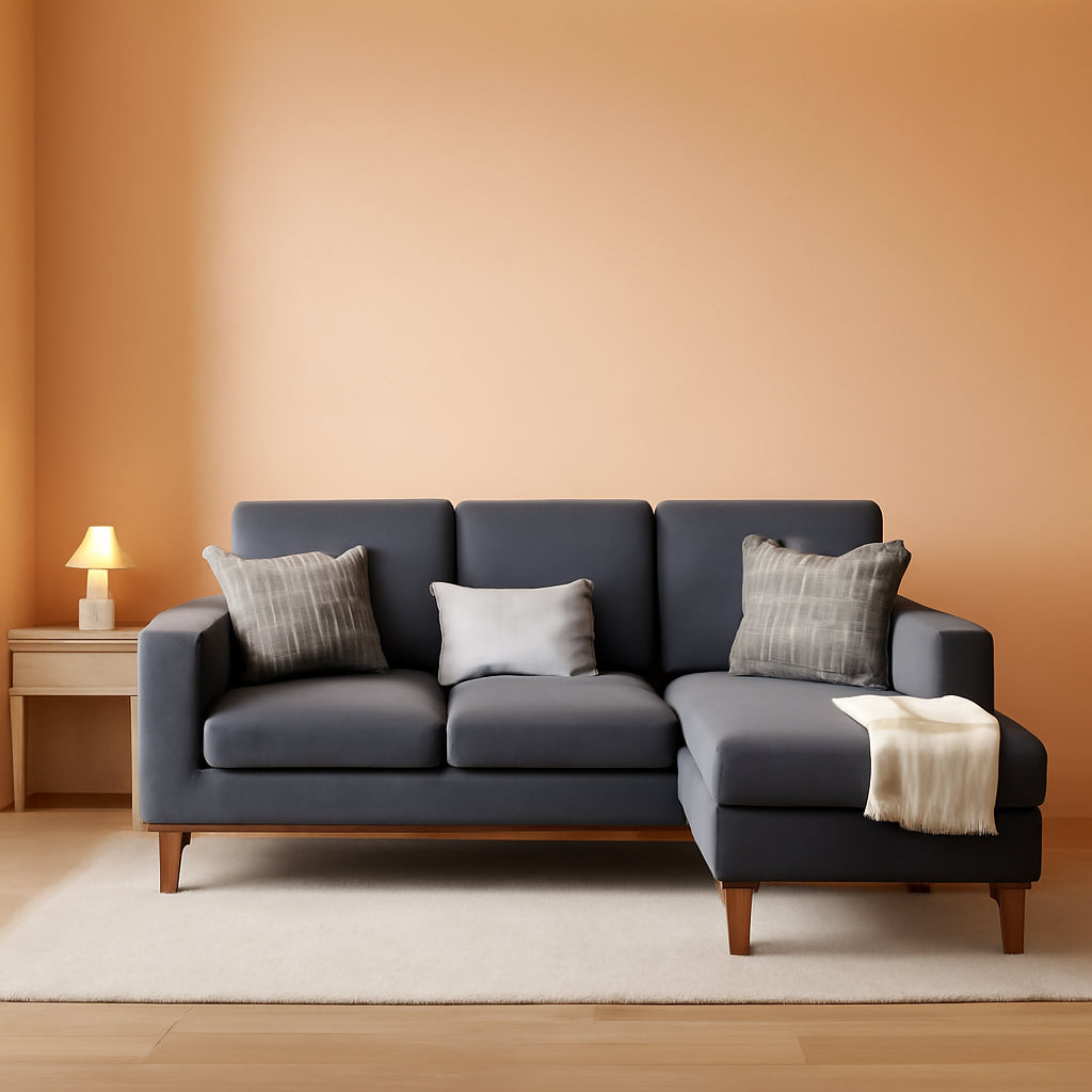L-Shaped Sectional Sofa Graphite Grey Storage Ottoman ShipItFurniture