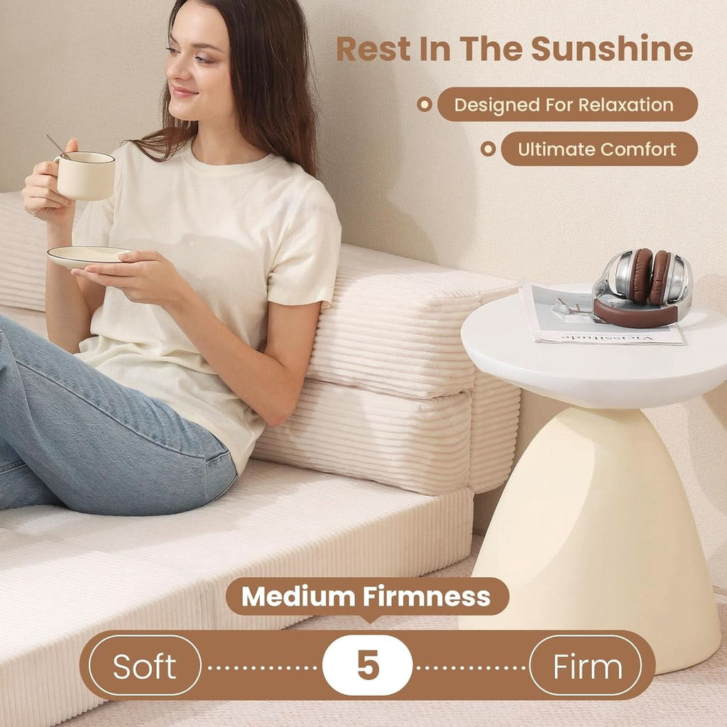 Corduroy Convertible Folding Sofa Bed With Mattress ShipItFurniture