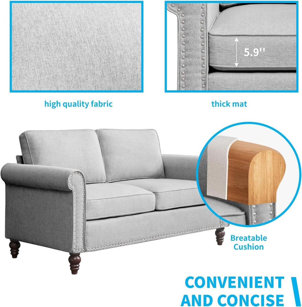Light Grey Small Space Living Room Couch Set With Loveseat ShipItFurniture