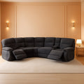 Midnight Grey Corduroy Manual Recliner Sectional Sofa ShipItFurniture