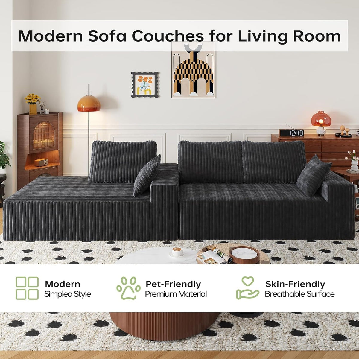 108-Inch Modular Sectional Couch With Oversized Chaise ShipItFurniture