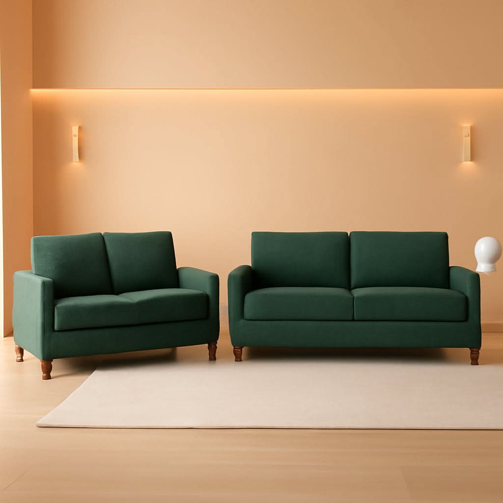 Green Mid Century Modern Couch and Loveseat Set for Small Spaces ShipItFurniture