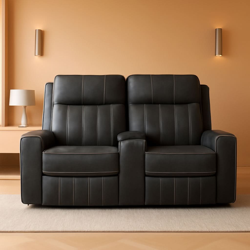 Gray Faux Leather Reclining Loveseat With Manual Recline ShipItFurniture