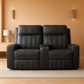 Gray Faux Leather Reclining Loveseat With Manual Recline ShipItFurniture