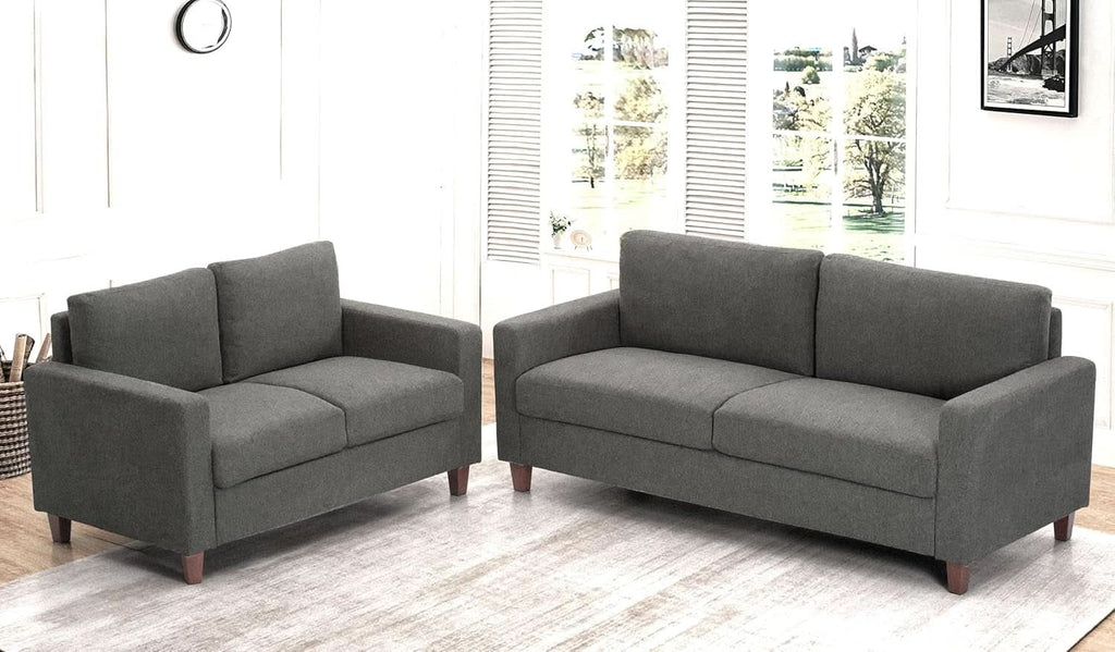Miles 2 Piece Couch And Loveseat Set With Reversible Pillows Grey ShipItFurniture
