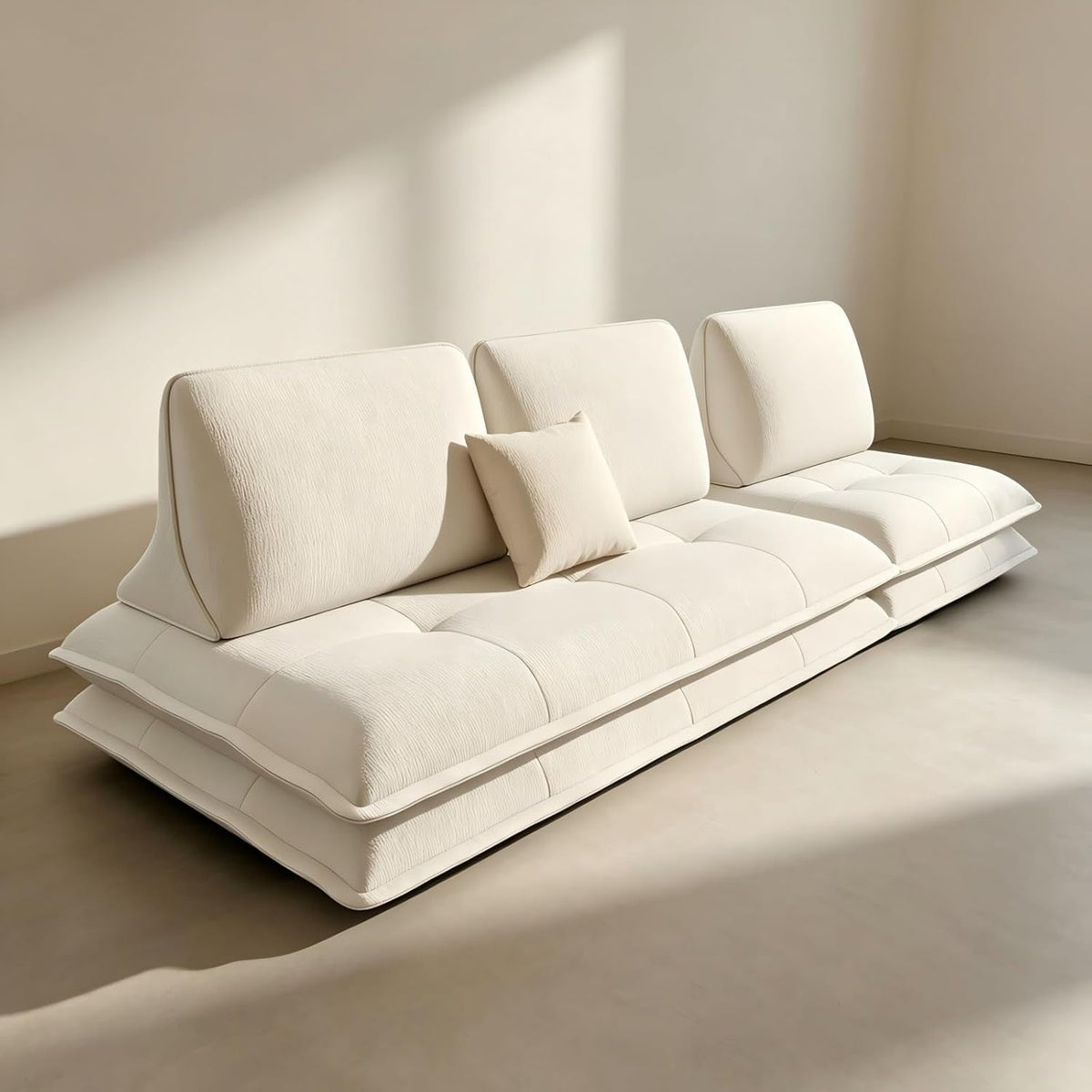 Beige Microfiber Sectional Sofa Daybed With Ottoman ShipItFurniture
