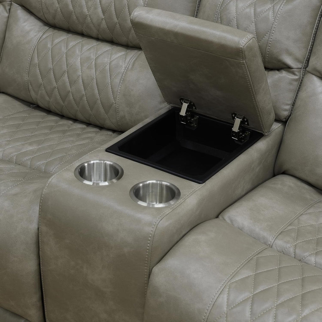 Grey Ergonomically Designed Motorized Reclining USB Sofa Set ShipItFurniture