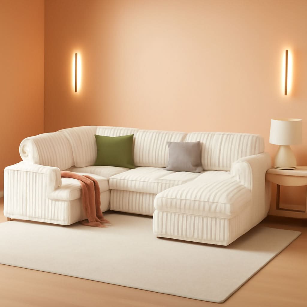 One Hundred Thirty Inch Sleeper Sofa With White Faux Fur ShipItFurniture