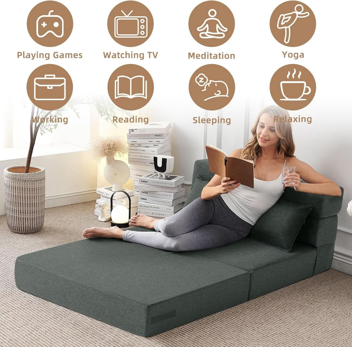Dark Gray Standard Size Multifunctional Convertible Sofa ShipItFurniture