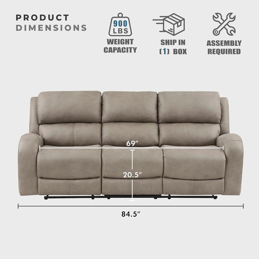 84.5 Inch Brown Recliner Couch Living Sofa Home Theater ShipItFurniture