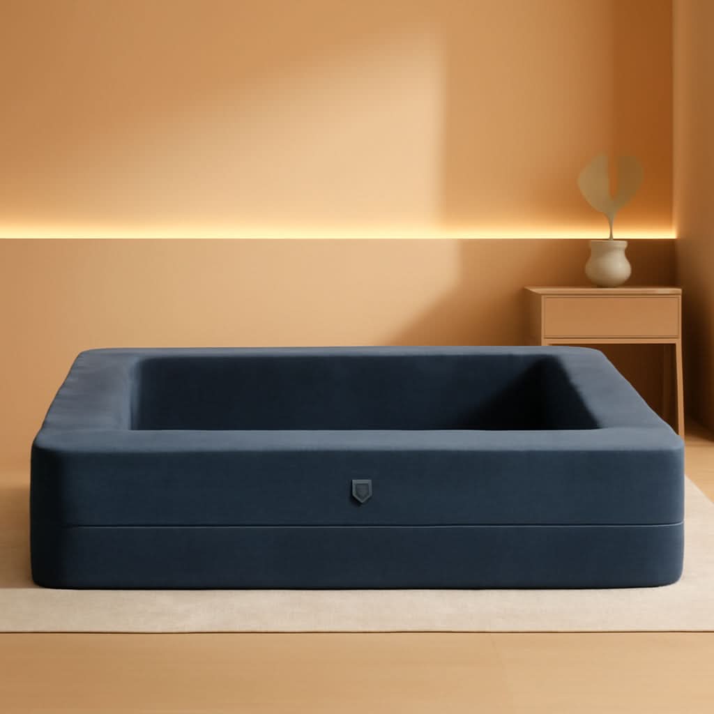 Blue Gray Large 3-In-1 Folding Bean Bag Couch Sofa Bed ShipItFurniture