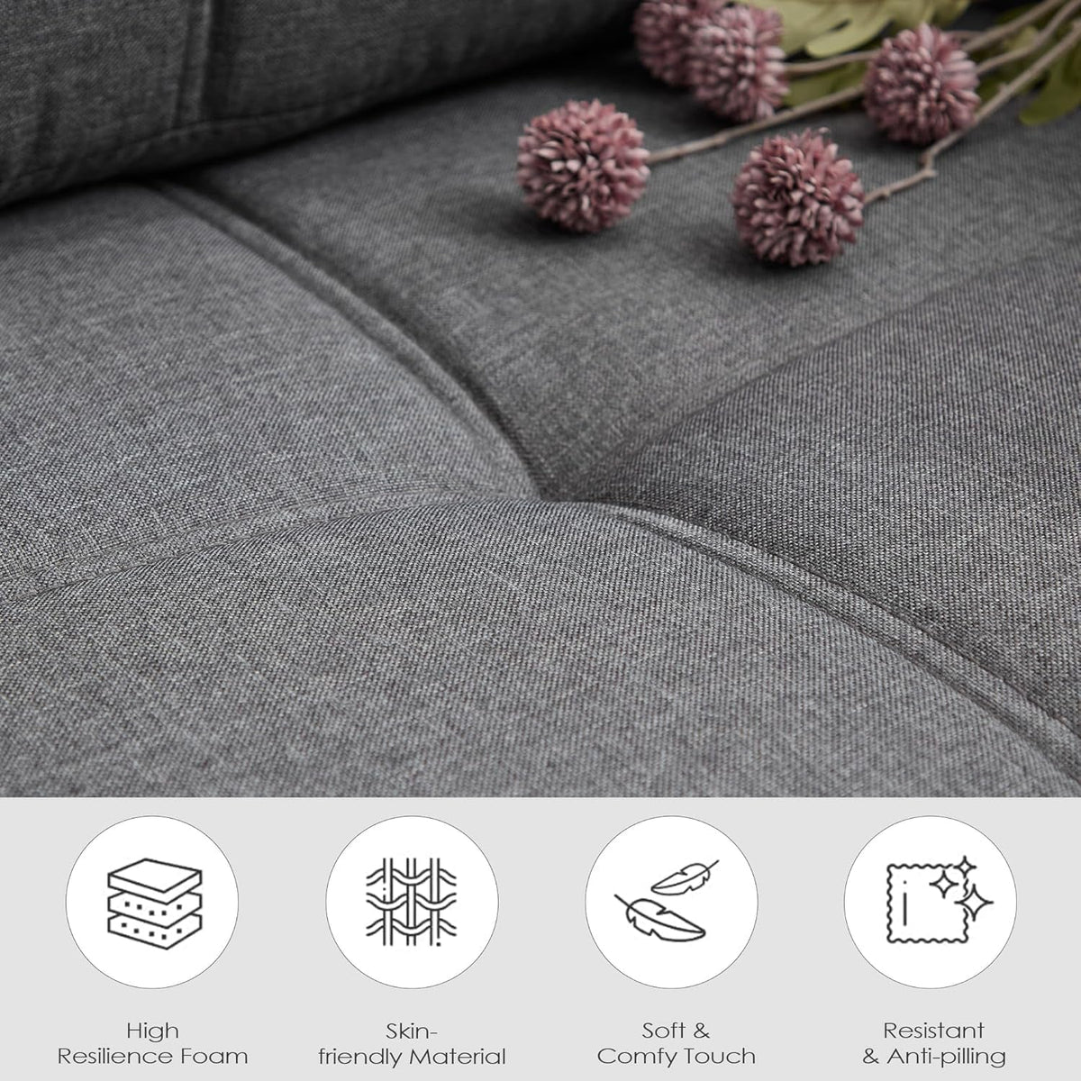 65 Inch MidCentury Tufted Upholstered Couch USB Ports-2