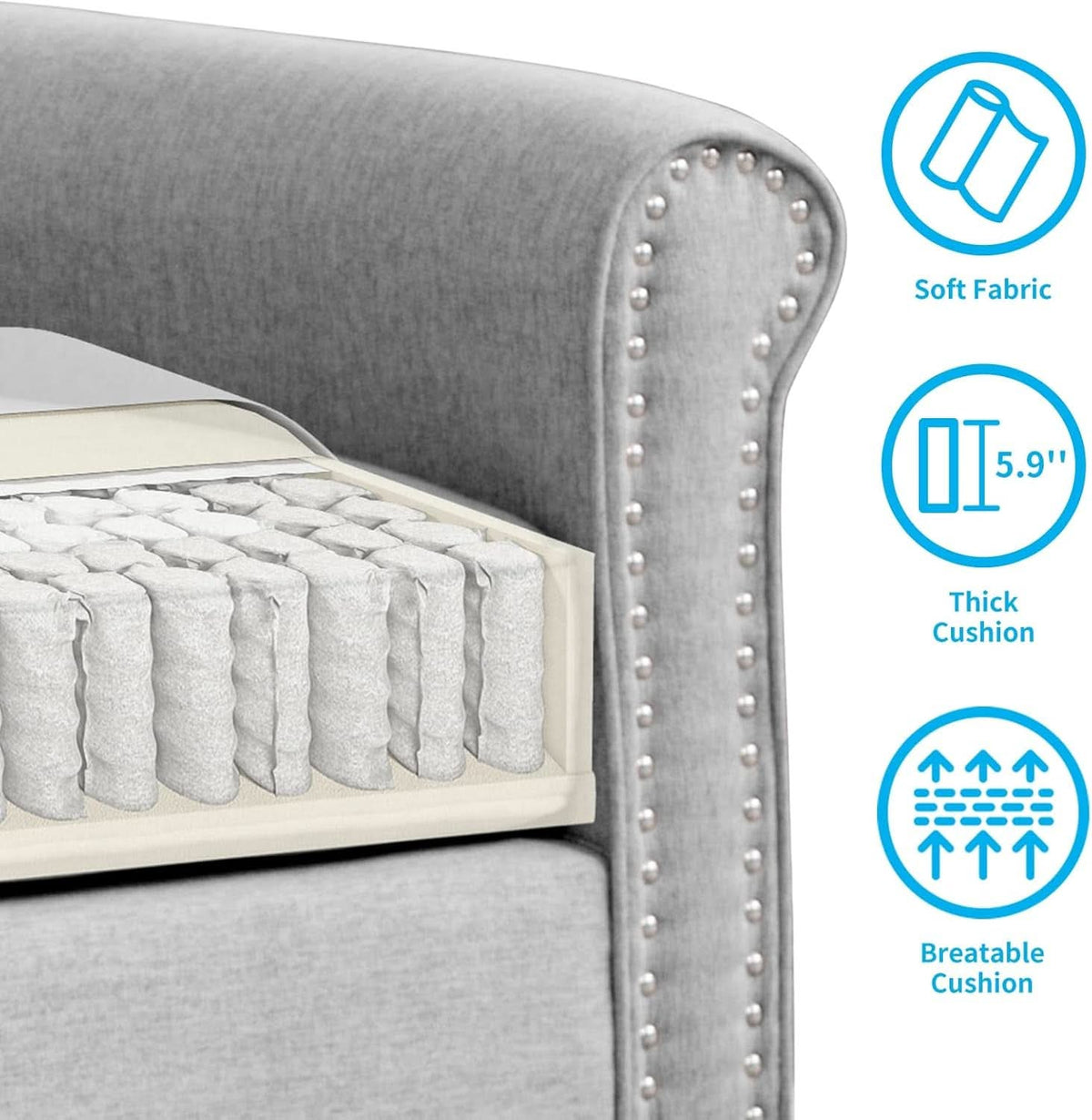 Light Grey Small Space Living Room Couch Set With Loveseat ShipItFurniture
