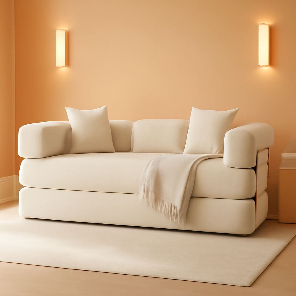 78Inch Convertible Sleeper Sofa Bed Beige Upholstery ShipItFurniture