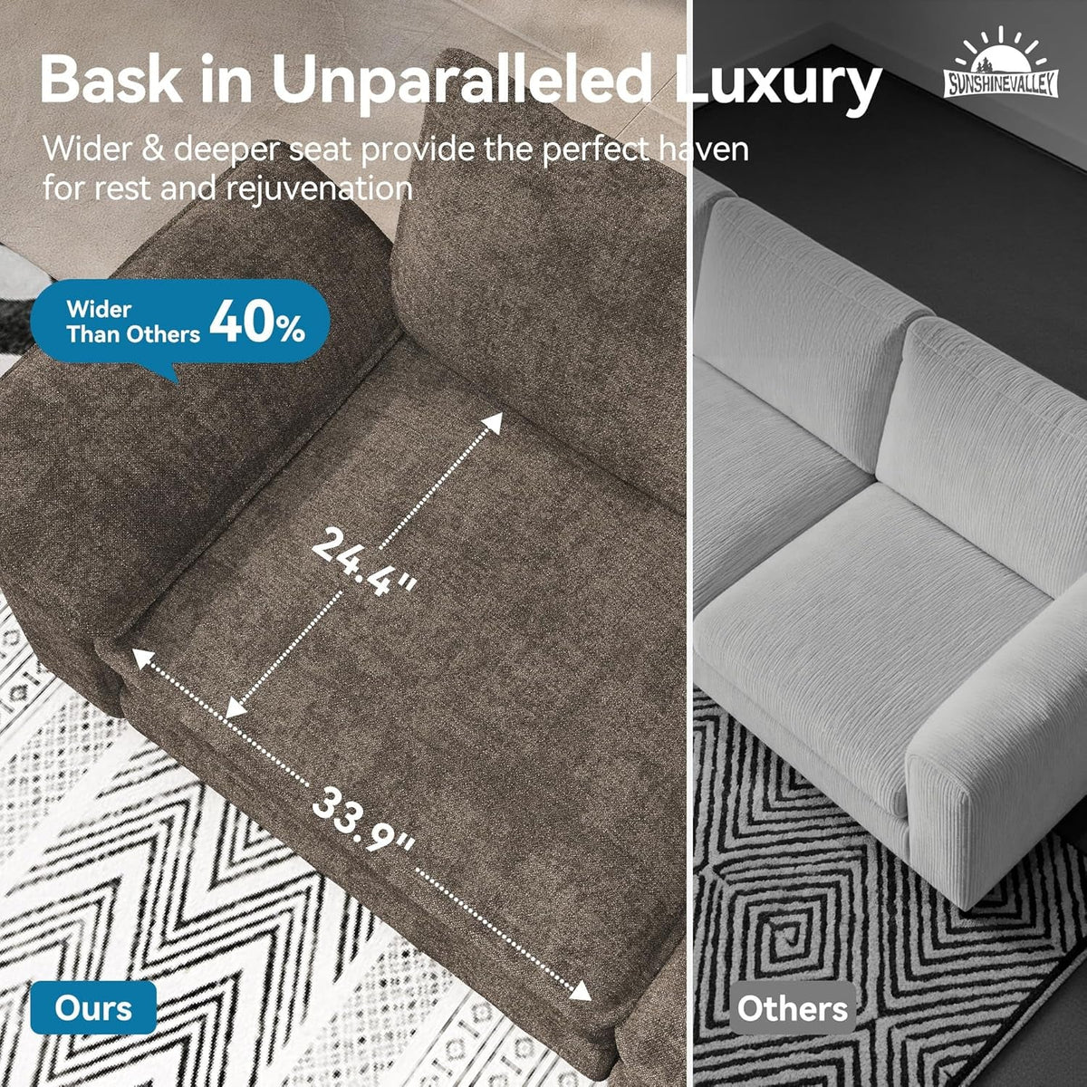 Taupe Chenille Three Seater Modular Sofa Arm rests Included ShipItFurniture