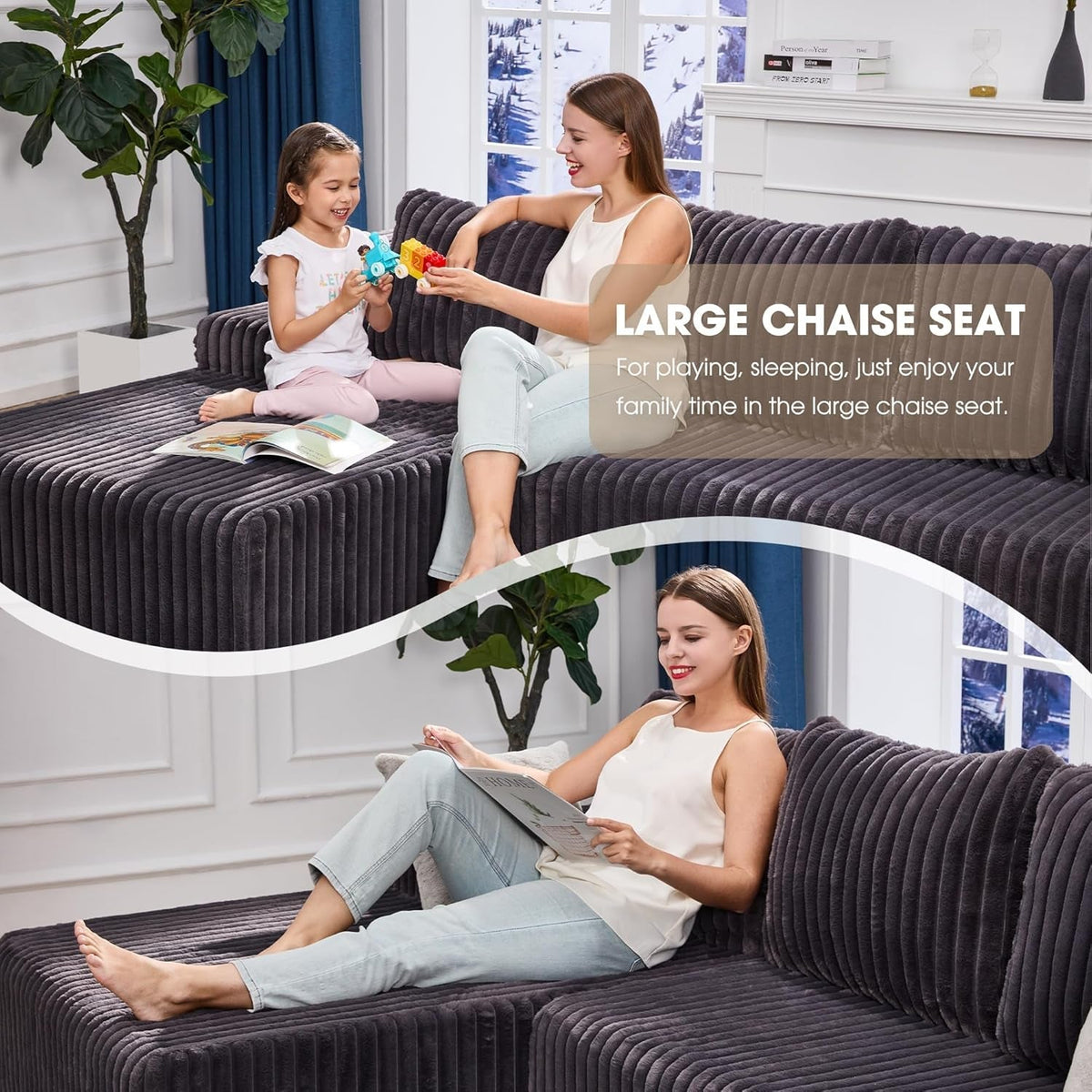 Modular Sectional Sofa Memory Foam Oversized Chaise ShipItFurniture