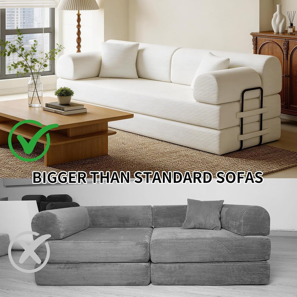 Azure 78.7in Corduroy Convertible Sleeper Sofa Bed ShipItFurniture