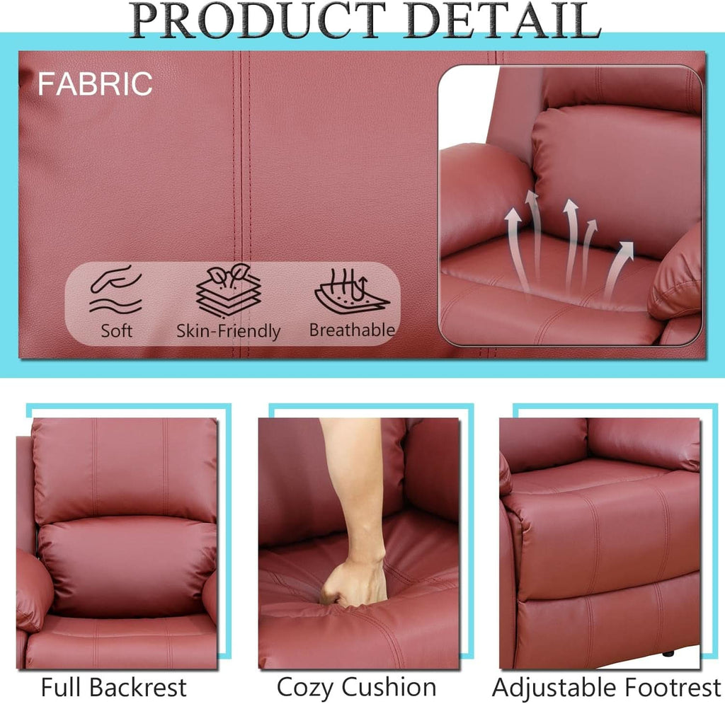 Leather Recliner Sofa Set Red Three Piece Living Room Furniture ShipItFurniture