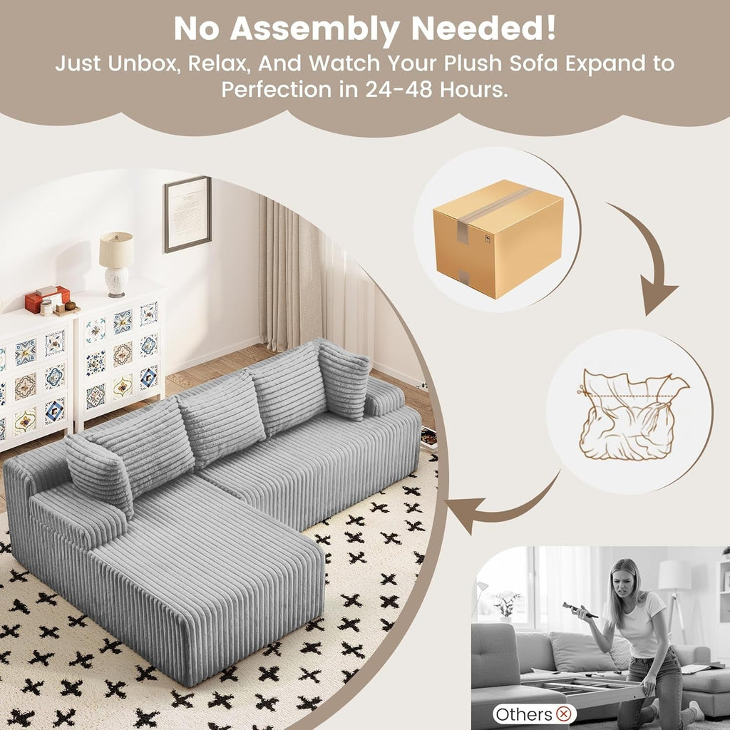 Grey Modular Cloud Sectional Sofa Detachable Pillows ShipItFurniture