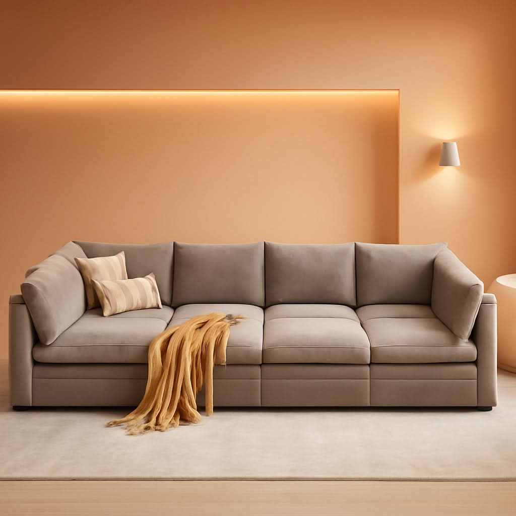 127 Inch Taupe Contemporary Modular Sectional Sofa ShipItFurniture