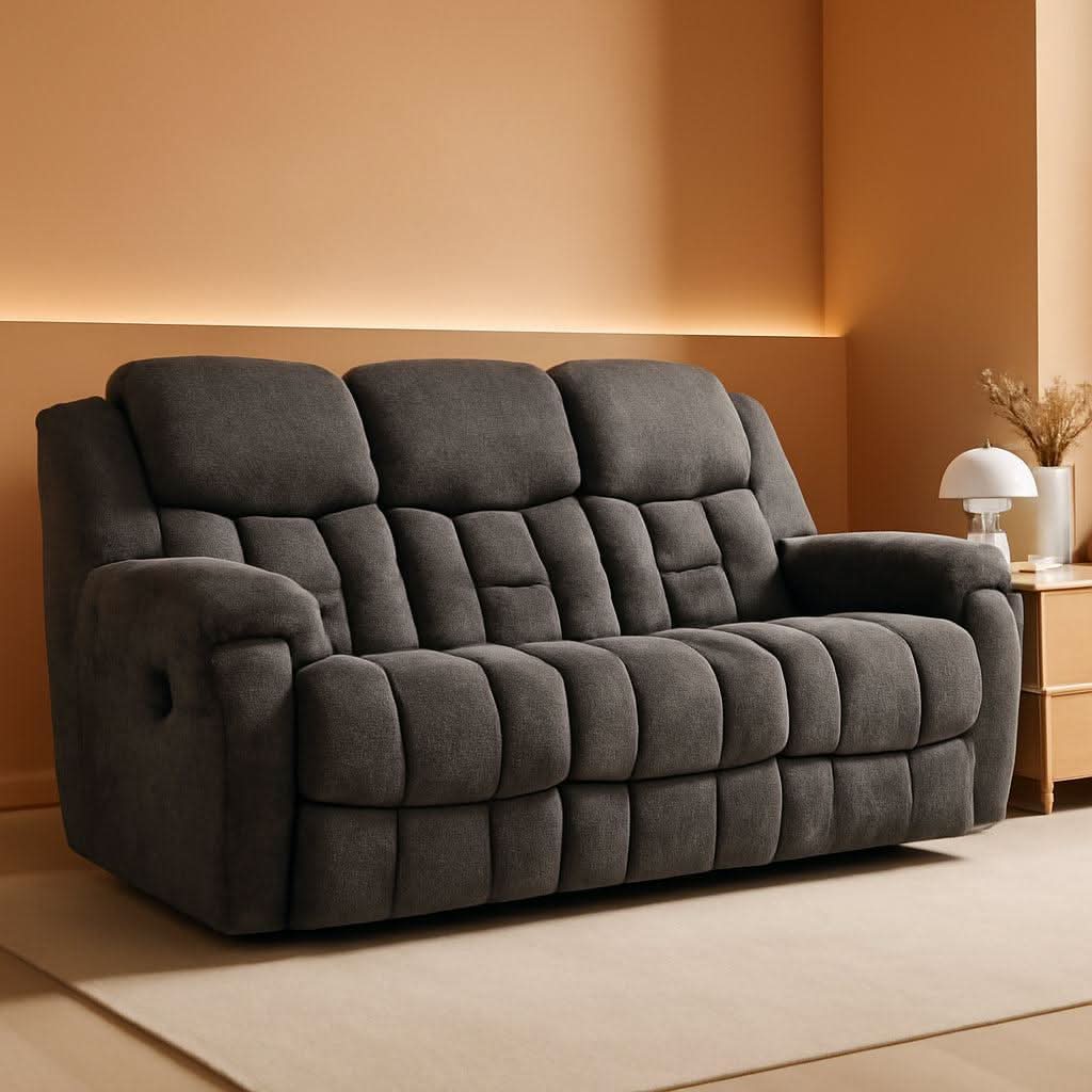 Gray Manual Reclining Sofa Stain Resistant Upholstery ShipItFurniture