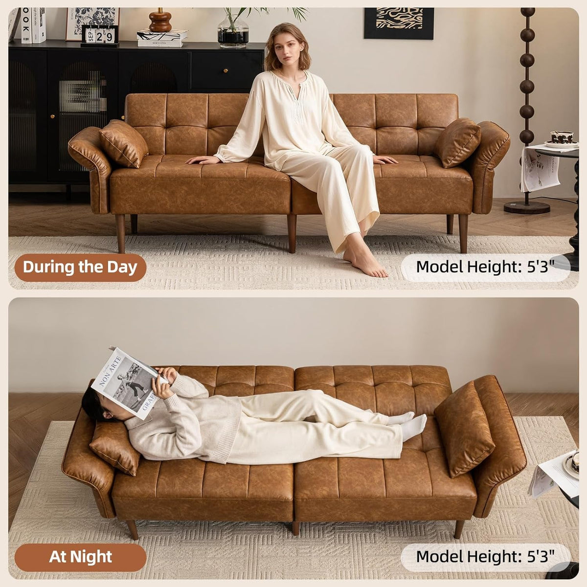 Eighty FiveInch Ultra Convertible Armrests Futon Sofa Bed ShipItFurniture