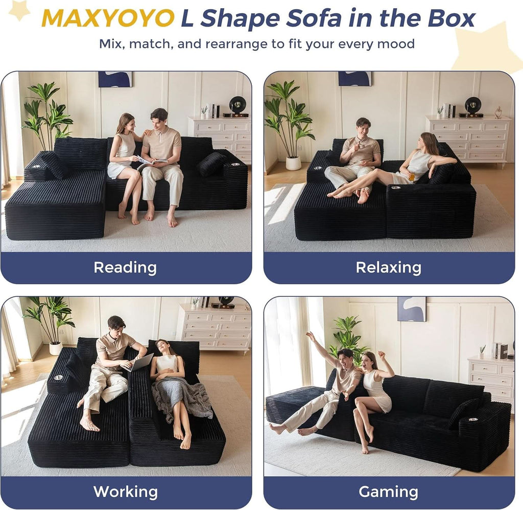 Large Modular Sectional Couch with L-Shape Chaise ShipItFurniture