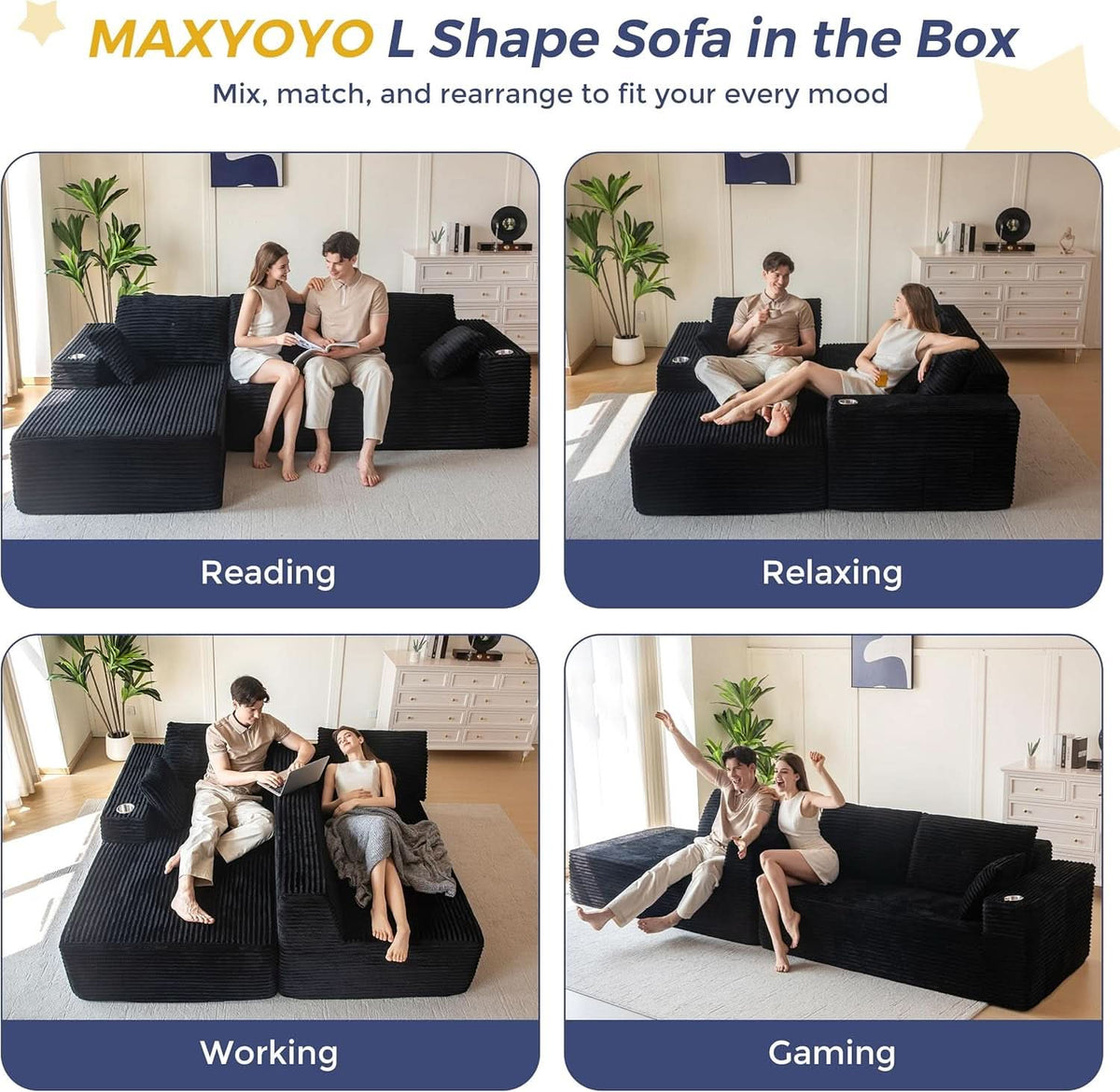 Large Modular Sectional Couch with L-Shape Chaise ShipItFurniture