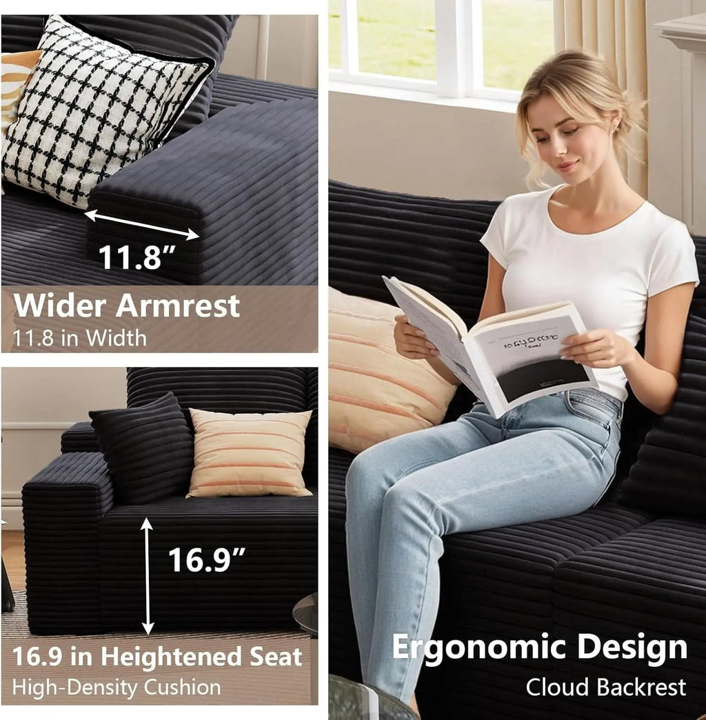 Modern 107 Inch Cloud Sectional Couch with Chaise ShipItFurniture