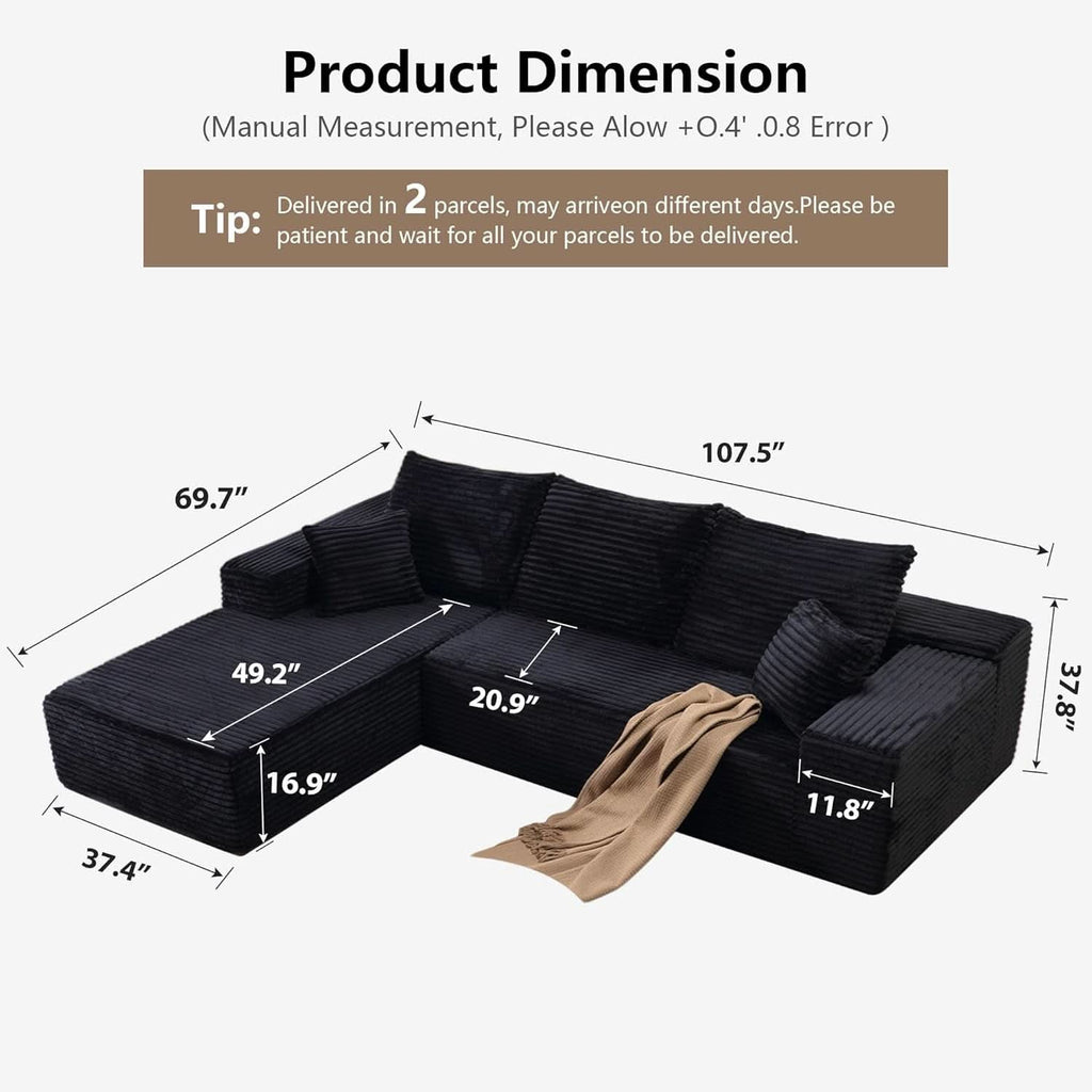 Modern L-Shape Cloud Sectional Couch for Living Room ShipItFurniture