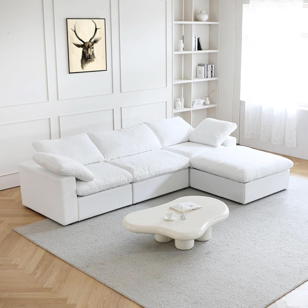 Modern L Shape Cloud Sofa Comfortable Convertible Sectional Couch ShipItFurniture