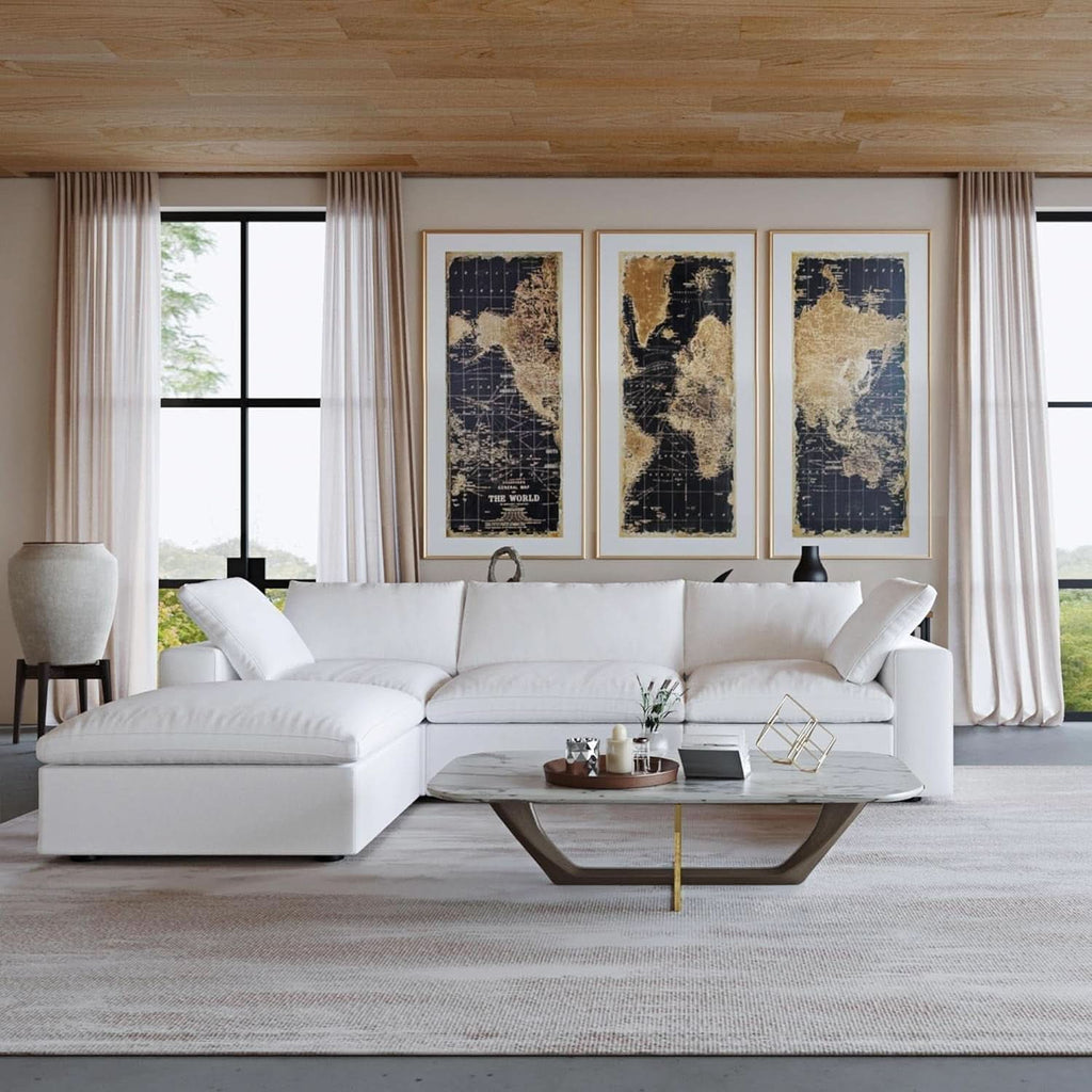 Modern L Shape Cloud Sofa Comfortable Convertible Sectional Couch ShipItFurniture