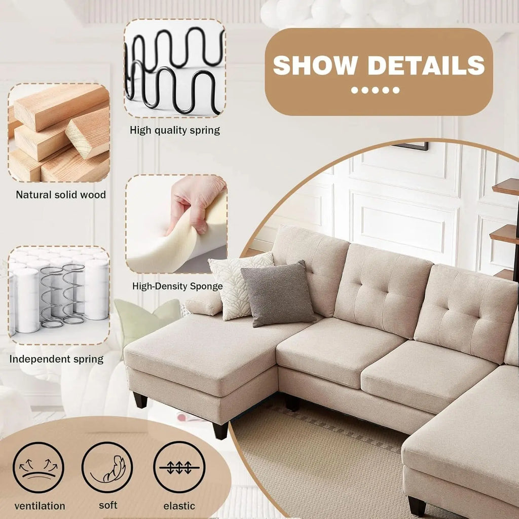 Modern U Shaped Sectional Couch With Double Chaise ShipItFurniture